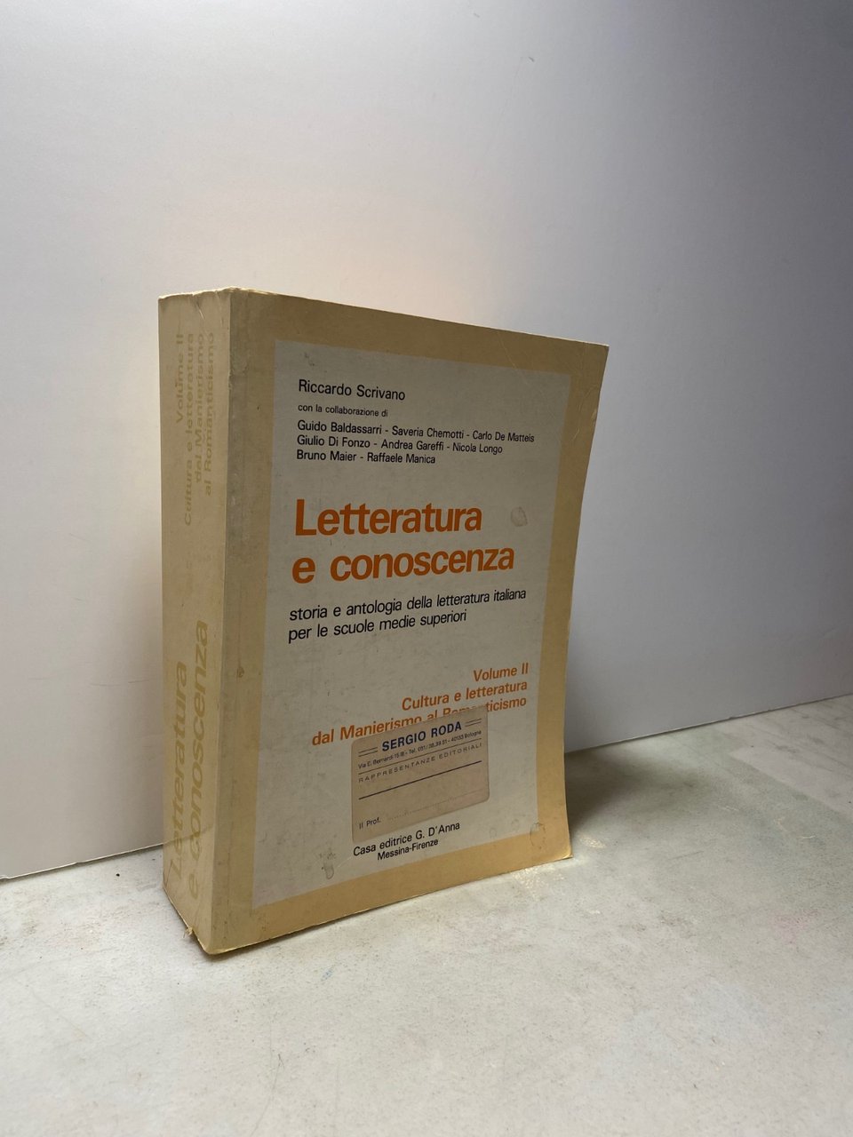 Scrivano,LETTERATURA E CONOSCENZA, vol. II,G. D’Anna 1988[scuole medie superiori | Immagine principale