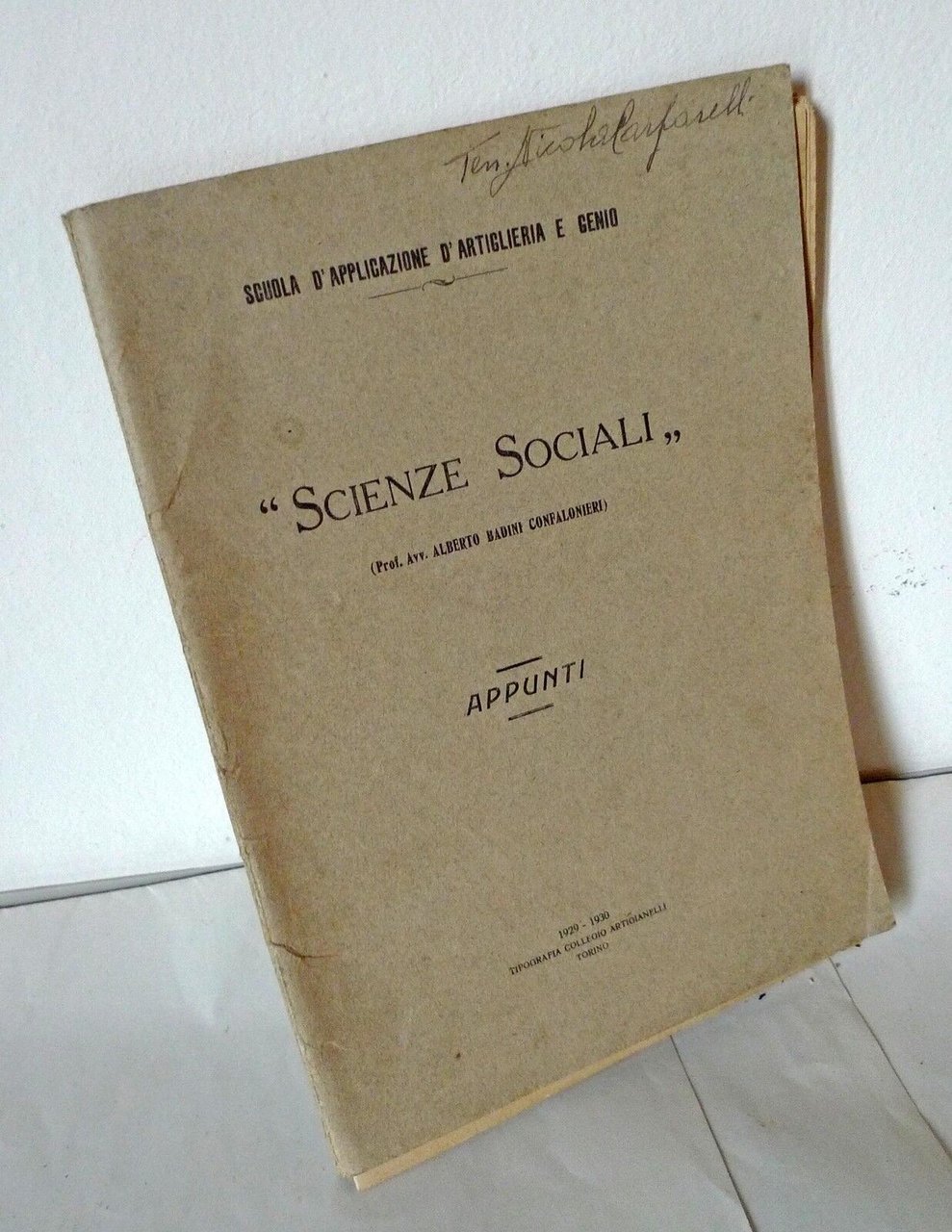 SCUOLA D'APPLICAZIONE D'ARTIGLIERIA E GENIO,SCIENZE SOCIALI,1929[Regio Esercito
