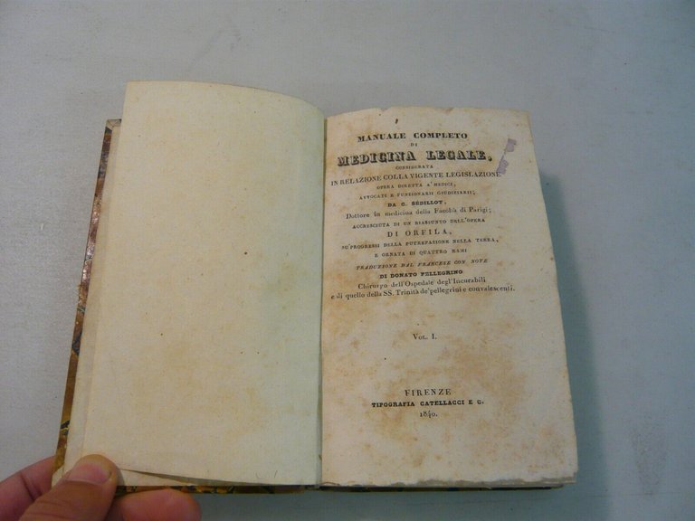 Sedillot, MANUALE COMPLETO DI MEDICINA LEGALE, 1840 [Orfilia, Pellegrino]