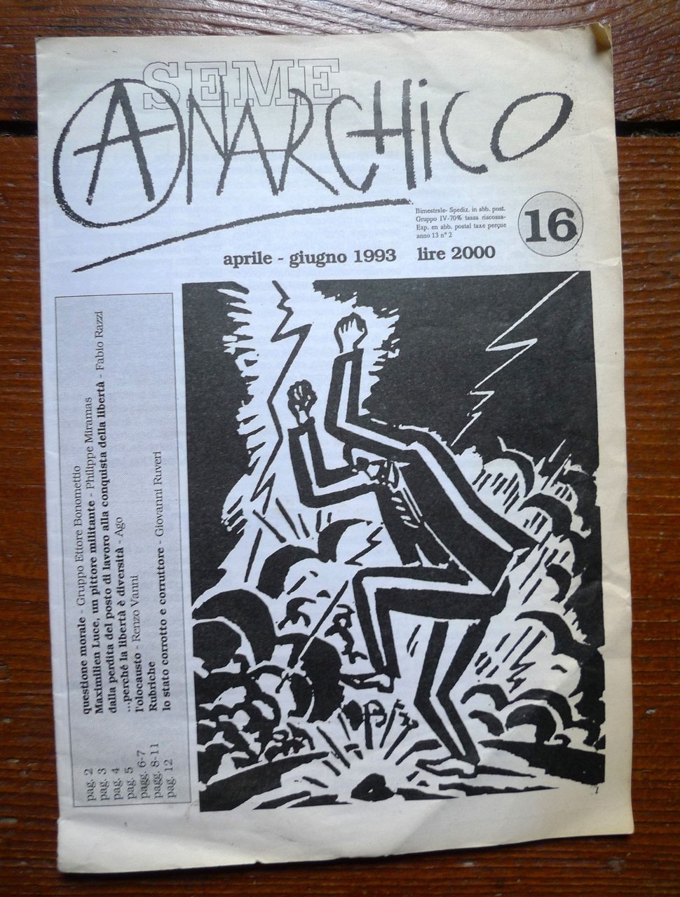 SEME ANARCHICO n.16 1993.Rivista Bimestrale[ANARCHIA,OLOCAUSTO,Faurisson | Immagine principale