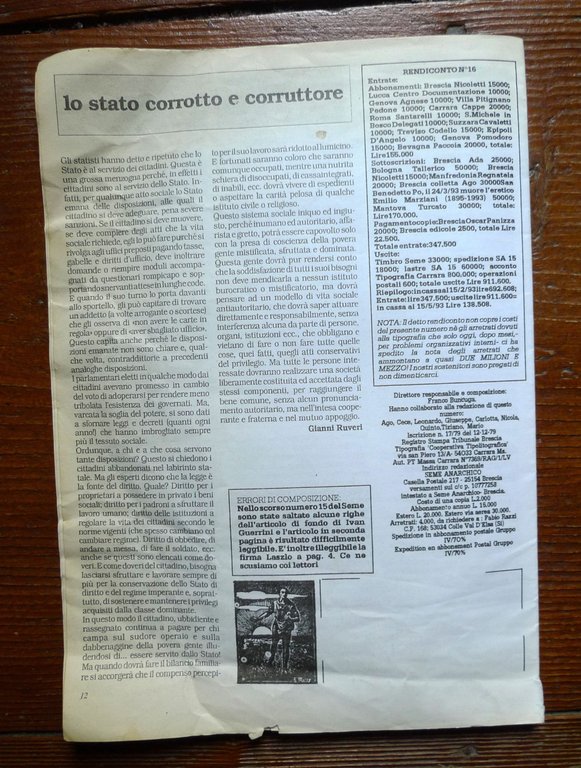 SEME ANARCHICO n.16 1993.Rivista Bimestrale[ANARCHIA,OLOCAUSTO,Faurisson | Immagine Gallery 5