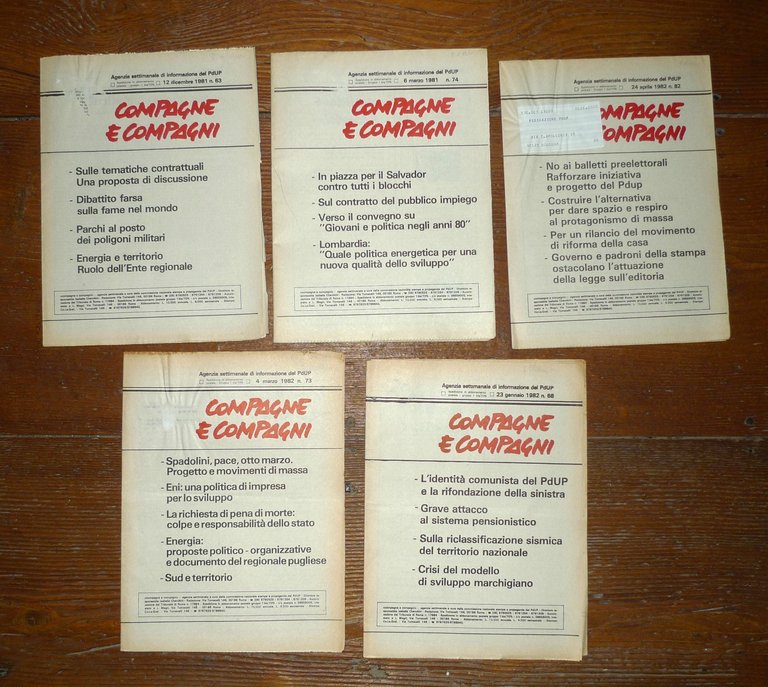 Settimanale COMPAGNE E COMPAGNI 1979-1982.A cura PDUP[comunismo,speciale 68