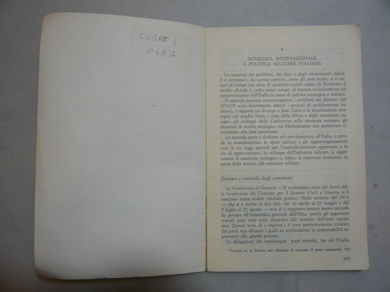 SICUREZZA INTERNAZIONALE E POLITICA MILITARE ITALIANA, ed di Comunità 1975