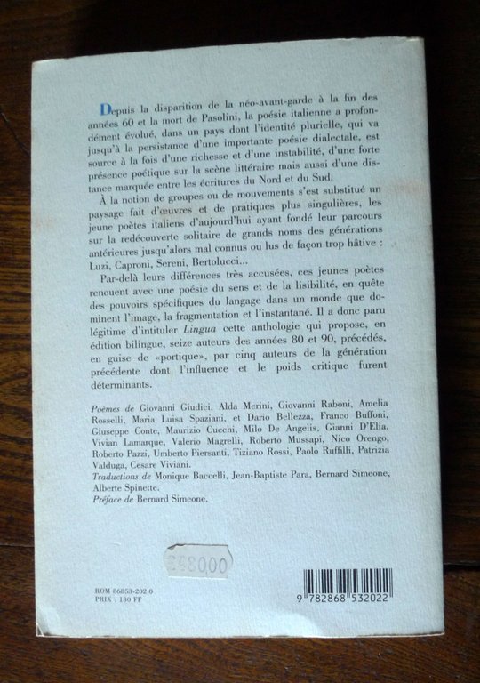 Simeone,LINGUA.LA JEUNE POÉSIE ITALIENNE,1995[poesia italiana contemporanea