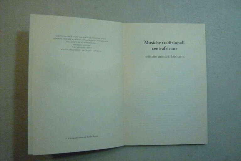 Simha Arom,MUSICHE TRADIZIONALI CENTROAFRICANE,Torino 1997[Settembre musica