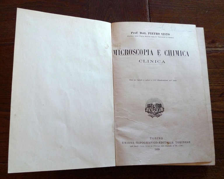 Sisto,MICROSCOPIA E CHIMICA CLINICA,1929 UTET[STORIA MEDICINA