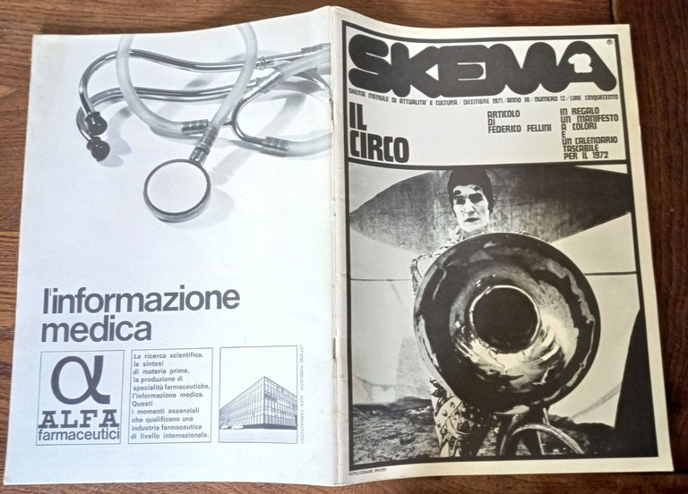 SKEMA n.12 1971,MENSILE DI ATTUALITÀ E CULTURA.IL CIRCO[fotografia,Fellini