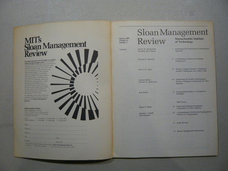 SLOAN MANAGEMENT REVIEW 1-2-3, 1980[Massachusetts Institute of Technology