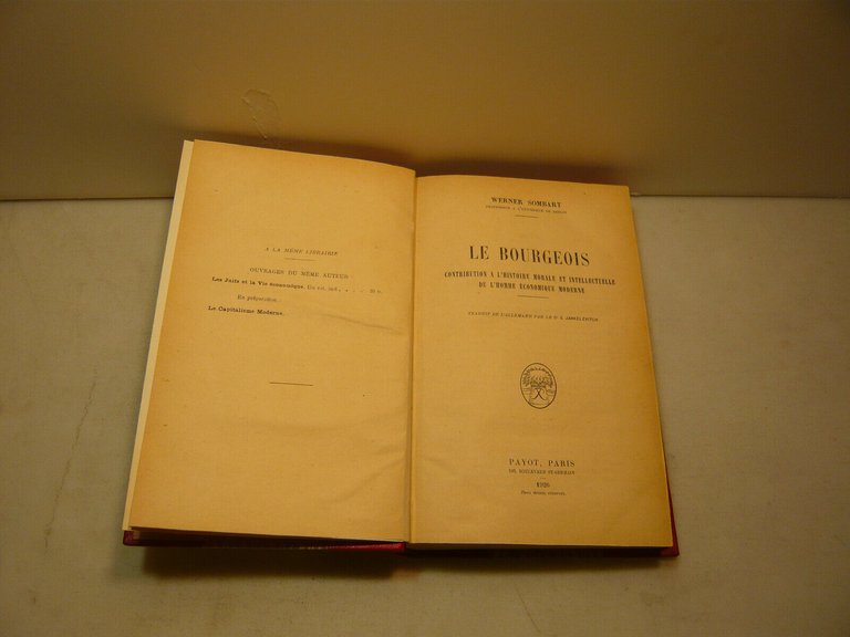 Sombart,LE BOURGEOIS,Parigi,1926[sociologia