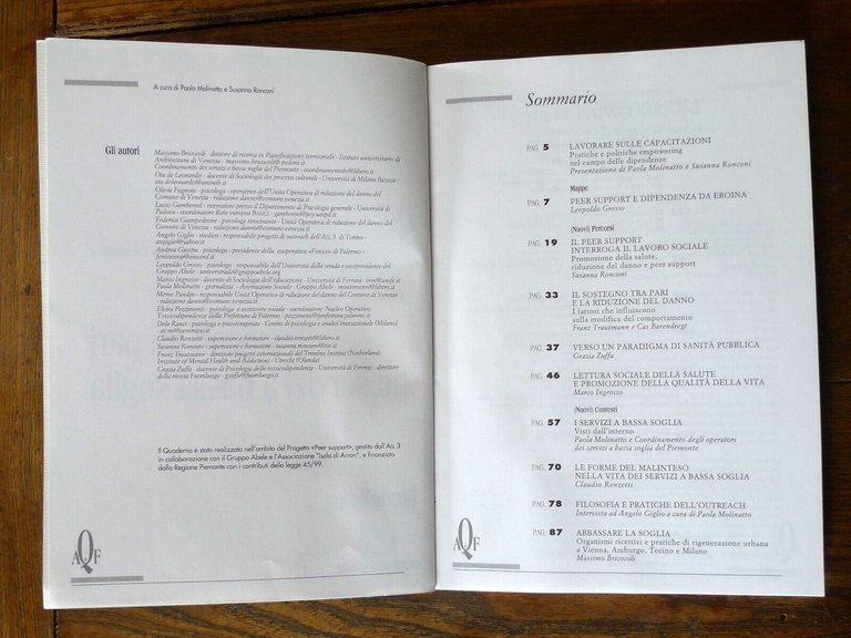 SOSTEGNO TRA PARI E SERVIZI A BASSA SOGLIA,2003 Gruppo Abele[TOSSICODIPENDENZA