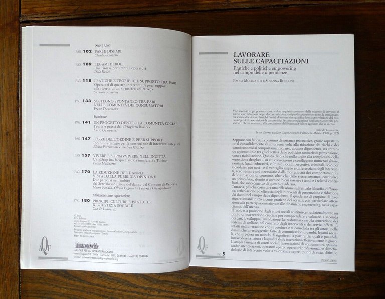 SOSTEGNO TRA PARI E SERVIZI A BASSA SOGLIA,2003 Gruppo Abele[TOSSICODIPENDENZA