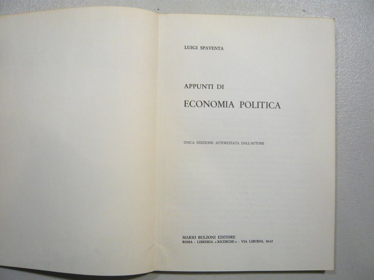 Spaventa,APPUNTI DI ECONOMIA POLITICA,1971 Bulzoni[economia
