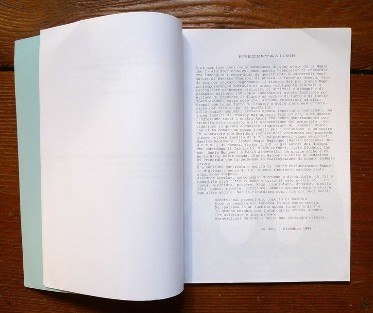 SPECIALE ALEISTER CROWLEY,1998 PRIMORDIA,ed.numerata[magia,esoterismo,alchimia | Immagine Gallery 4