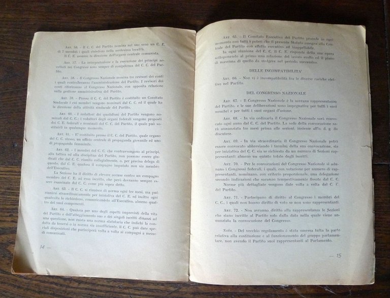 STATUTO DEL PARTITO COMUNISTA INTERNAZIONALISTA 1946[COMUNISMO,POLITICA