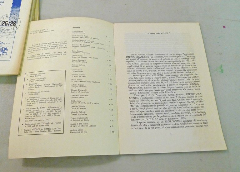 STAZIONE DI POSTA.Bimestrale di corrispondenze culturali 1984-89[poesia