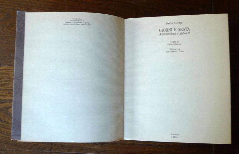 Stefan George,GIORNI E GESTA.ANNOTAZIONI E ABBOZZI,'86 Arsenale[tedesco/italiano