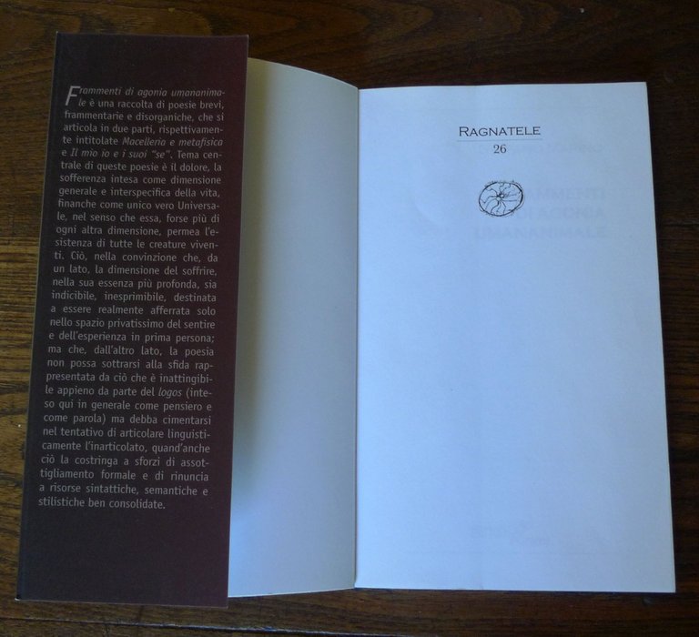 Stefano Marino,FRAMMENTI DI AGONIA UMANANIMALE,2015 Aracne I^ED.[POESIA