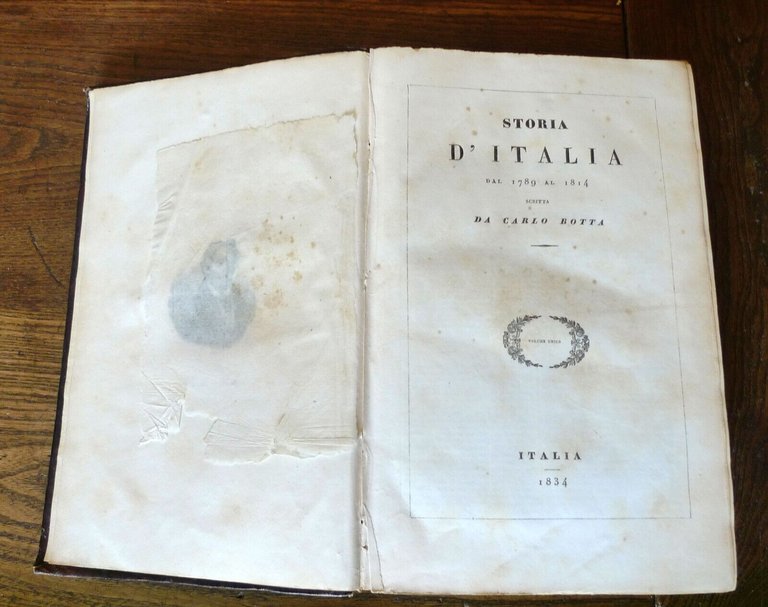 STORIA D'ITALIA DAL 1789 AL 1814 SCRITTA DA CARLO BOTTA.1834 …