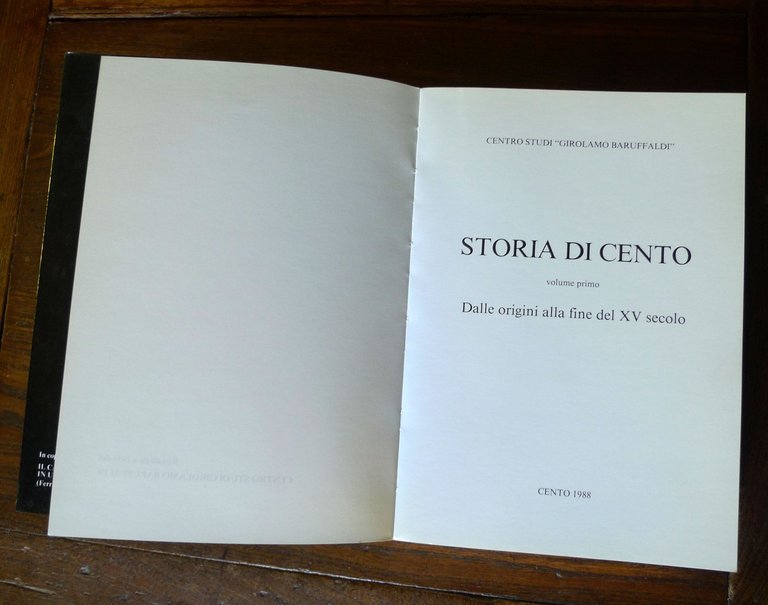 STORIA DI CENTO.1.DALLE ORIGINI ALLA FINE DEL XV SECOLO,1988[locale,Ferrara