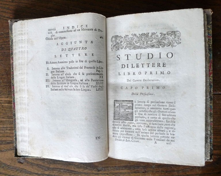 STUDIO DI LETTERE RACCOLTE DA BUONI AUTORI DALL'ABATE CHIARI DA …