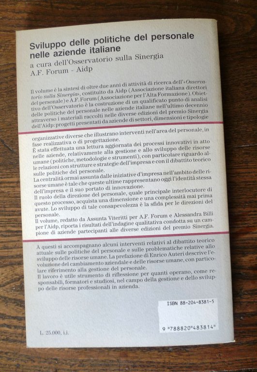 SVILUPPO DELLE POLITICHE DEL PERSONALE NELLE AZIENDE ITALIANE,1995[RISORSE UMANE