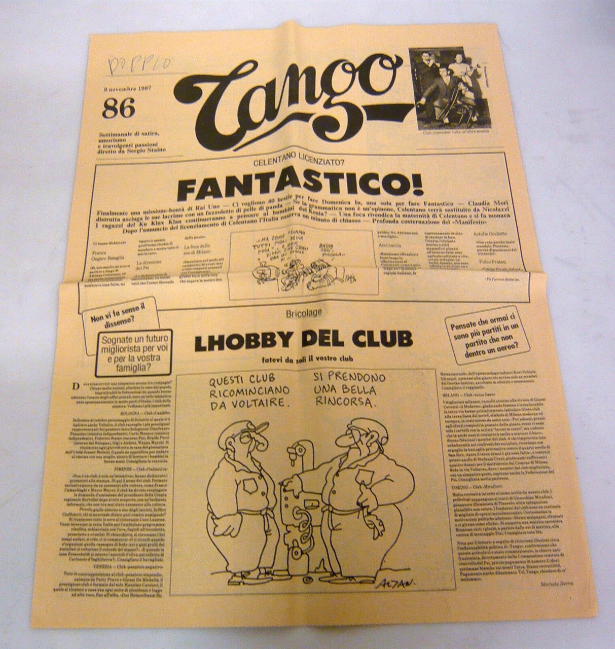 TANGO n.86 1987.Settimanale di satira,umorismo e travolgenti passioni[Staino