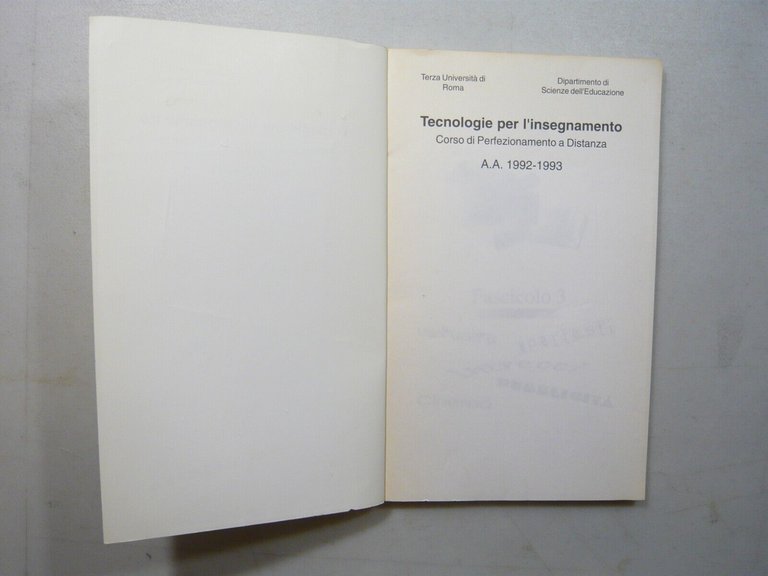 TECNOLOGIE PER L’INSEGNAMENTO 3.Corso di Perfezionamento a Distanza,1992/93