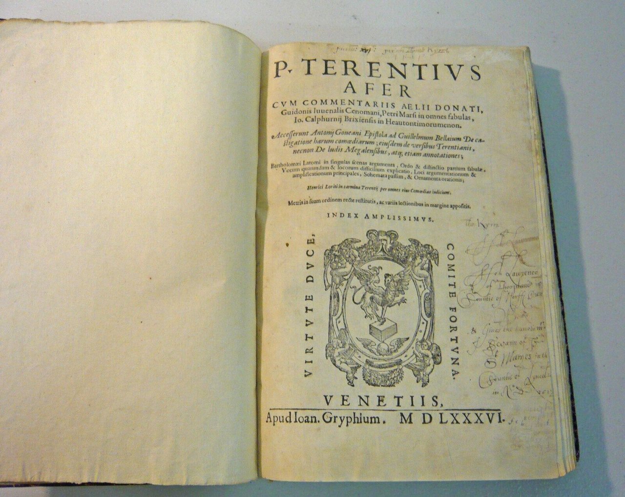 TERENTIUS AFER,commentariis Aelii Donati,COMOEDIAE,1586 Grifio[Terenzio,Commedie