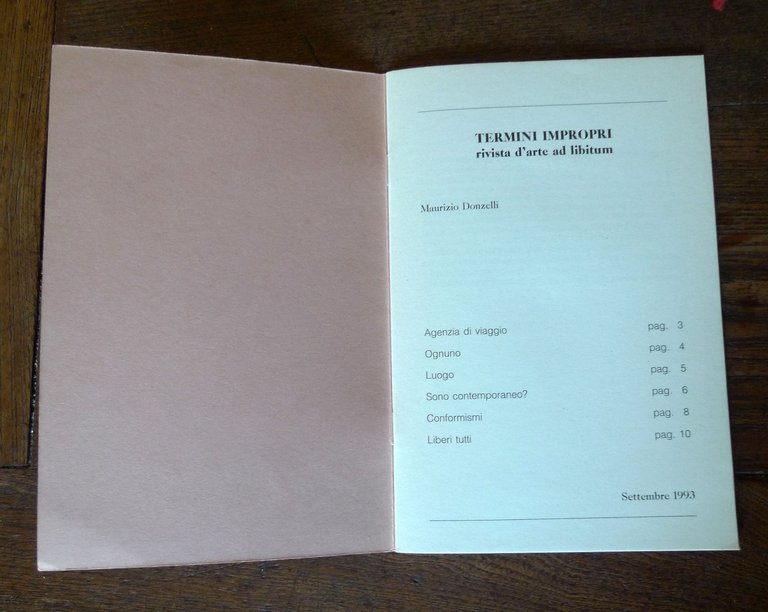 TERMINI IMPROPRI RIVISTA D'ARTE AD LIBITUM SETTEMBRE 1993 ANNO 0