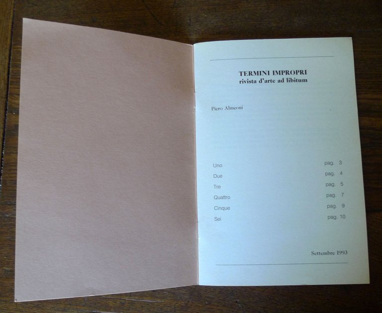 TERMINI IMPROPRI RIVISTA D'ARTE AD LIBITUM SETTEMBRE 1993 ANNO 0