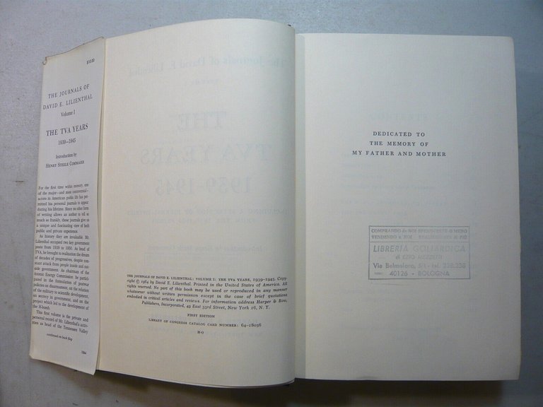 THE JOURNALS OF DAVID E. LILIENTHAL,Vol. I.The TVA years 1939-1945,New …