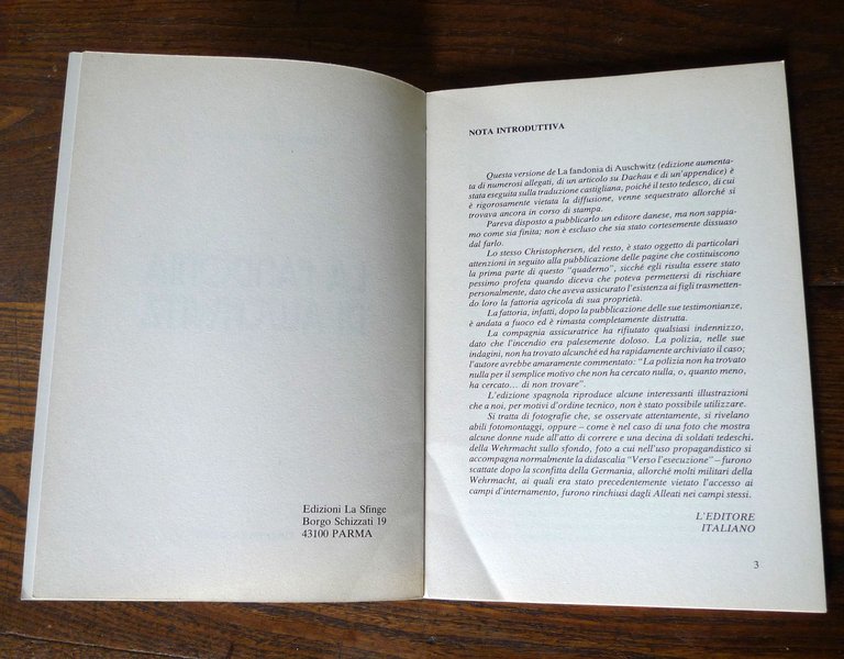 Thies Christophersen,LA FANDONIA DI AUSCHWITZ,1984 La Sfinge