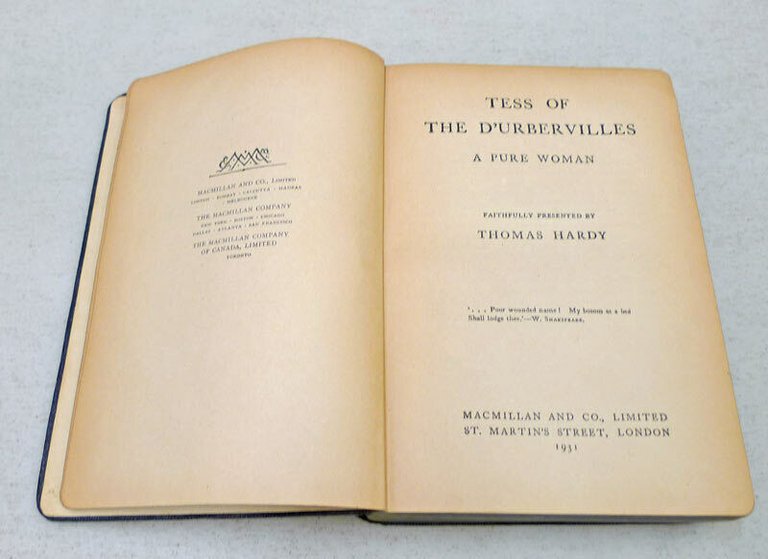 Thomas Hardy,TESS OF THE D'URBERVILLES,1931 Macmillan
