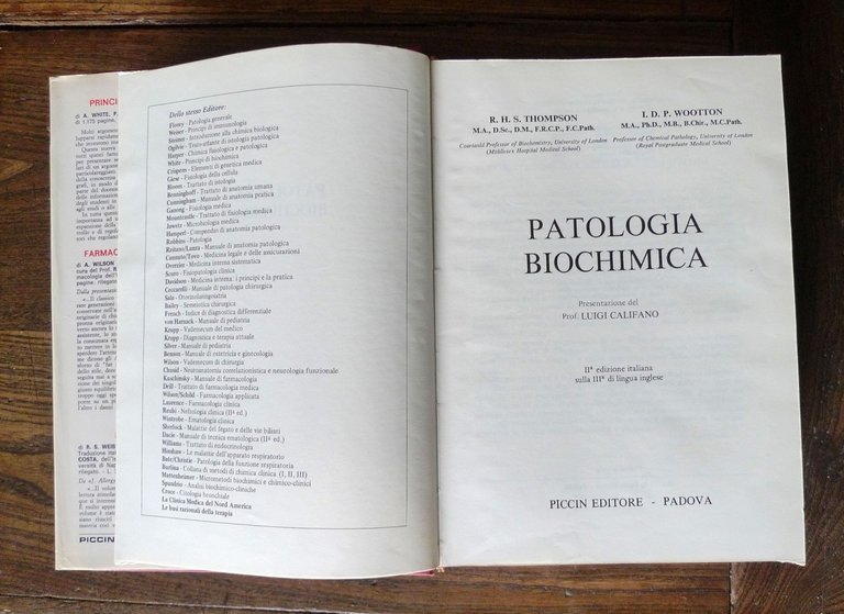 Thompson/Wootton,PATOLOGIA BIOCHIMICA,1972 Piccin[manuale,MEDICINA