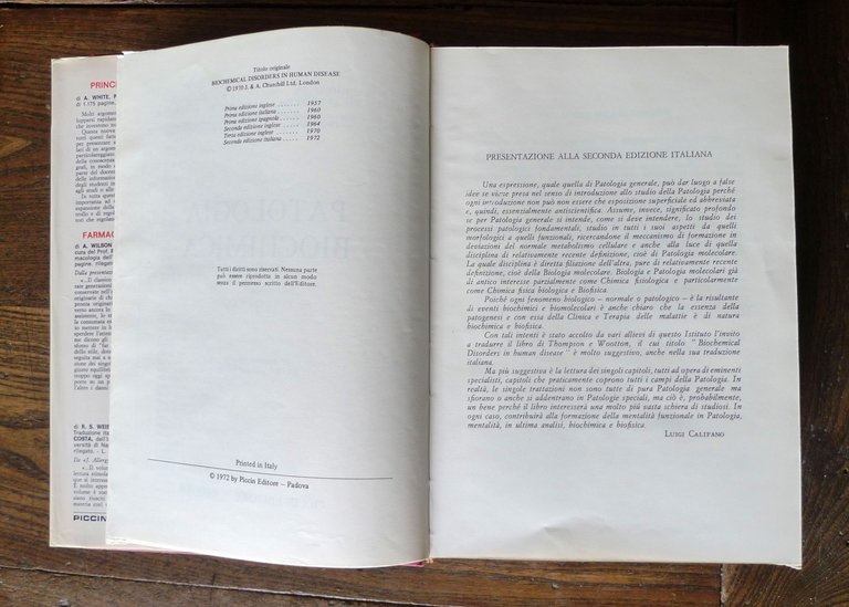Thompson/Wootton,PATOLOGIA BIOCHIMICA,1972 Piccin[manuale,MEDICINA