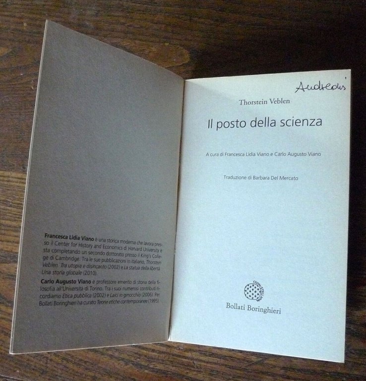 Thorstein Veblen,IL POSTO DELLA SCIENZA,2012 Bollati Boringhieri[epistemologia
