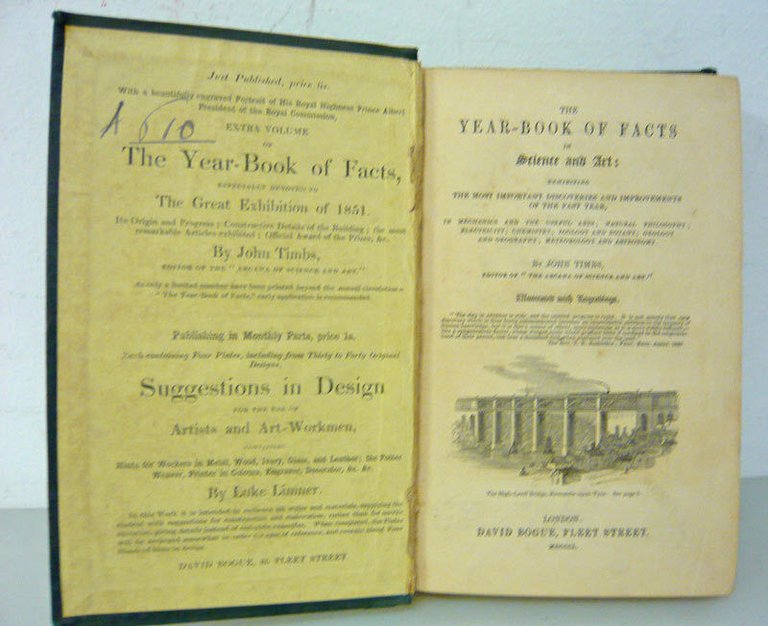 Timbs,THE YEAR-BOOK OF FACTS in Science and Art,1850[storia scienza,annuario