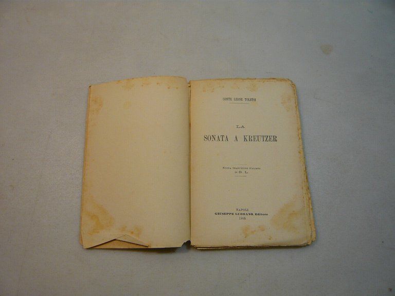 Tolstoi LA SONATA A KREUTZER,Giuseppe Lubrano, Napoli, 1905