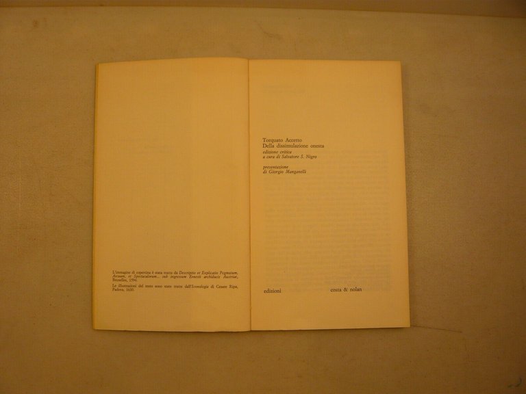 Torquato Accetto,DELLA DISSIMULAZIONE ONESTA,Costa & Nolan,1983[Manganelli