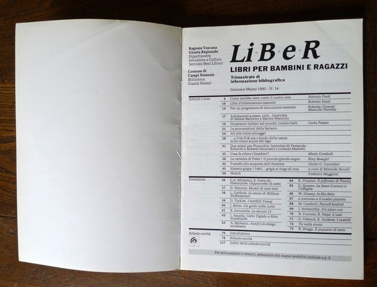 Trimestrale LIBER.LIBRI PER BAMBINI E RAGAZZI nn.1-21 1988-1993+ QUADERNI n.1