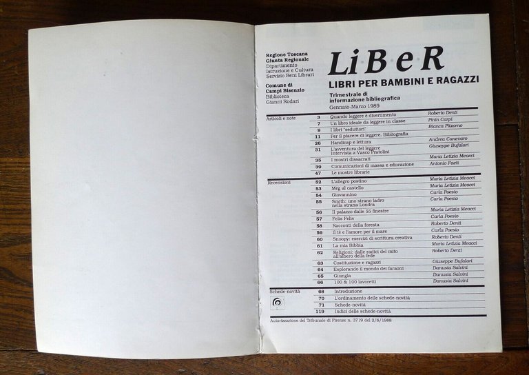 Trimestrale LIBER.LIBRI PER BAMBINI E RAGAZZI nn.1-21 1988-1993+ QUADERNI n.1