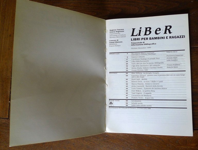 Trimestrale LIBER.LIBRI PER BAMBINI E RAGAZZI nn.1-21 1988-1993+ QUADERNI n.1