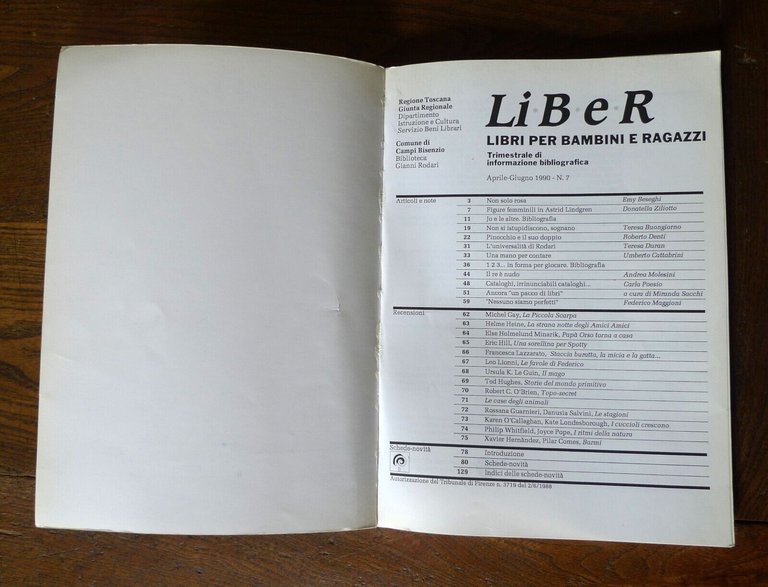 Trimestrale LIBER.LIBRI PER BAMBINI E RAGAZZI nn.1-21 1988-1993+ QUADERNI n.1