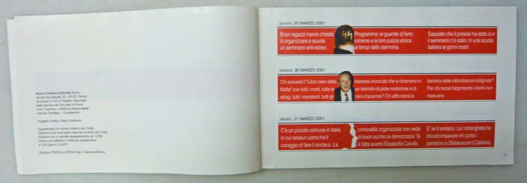 TUTTE LE STRISCIE ROSSE DE L’UNITÀ.28 marzo 2001-28 marzo 2002[politica