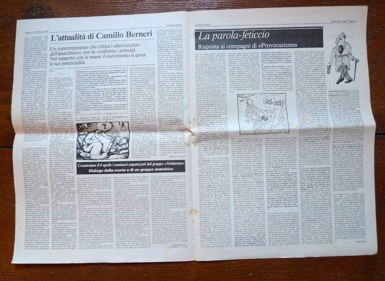 UMANITÀ NOVA.Settimanale anarchico Anno 68 n.7 28 febbraio 1988[Berneri