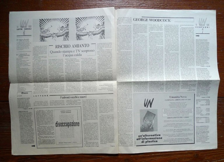 UMANITÀ NOVA.Settimanale anarchico.Anno 75 n.6 19 feb.1995[ANARCHIA | Immagine Gallery 4
