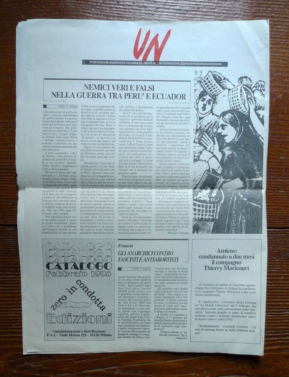 UMANITÀ NOVA.Settimanale anarchico.Anno 75 n.6 19 feb.1995[ANARCHIA | Immagine Gallery 5