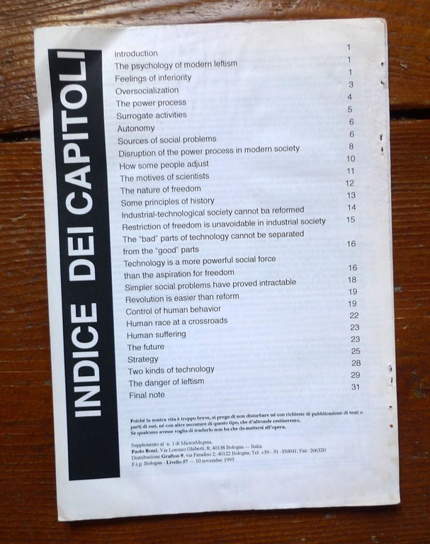 UNABOMBER:TIGHTENING THE NET,1995 Micros Megma[UNABOMBER'S MANIFESTO | Immagine Gallery 2