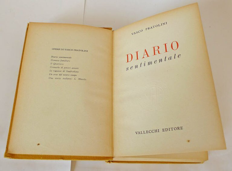 Vasco Pratolini,DIARIO SENTIMENTALE,1956 Vallecchi,prima edizione