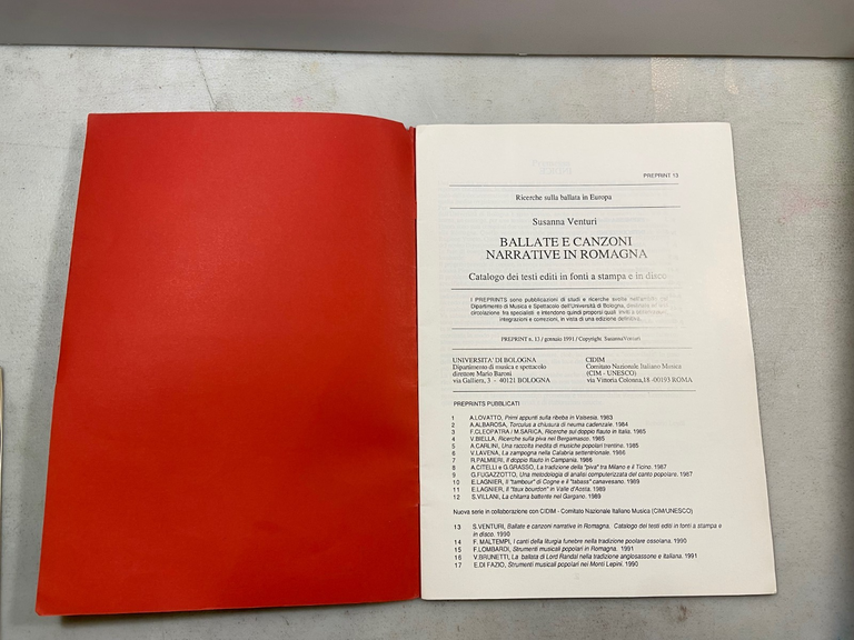 Venturi,BALLATE E CANZONI NARRATIVE IN ROMAGNA, Dams Bologna 1990 | Immagine Gallery 2